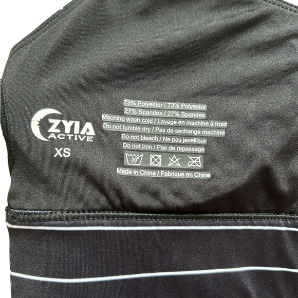 ZYIA Black Stripe Light N Tight Racer Straps Sports Bra XS - Picture 3 of 8